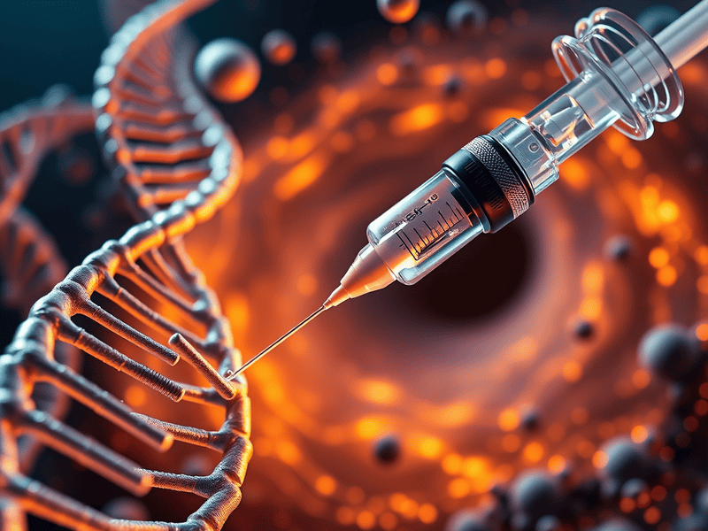 Gene editing technology in biotechnology, with a focus on DNA manipulation and medical applications.