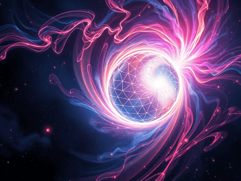 Futuristic digital globe with energy waves, representing innovation and knowledge sharing.