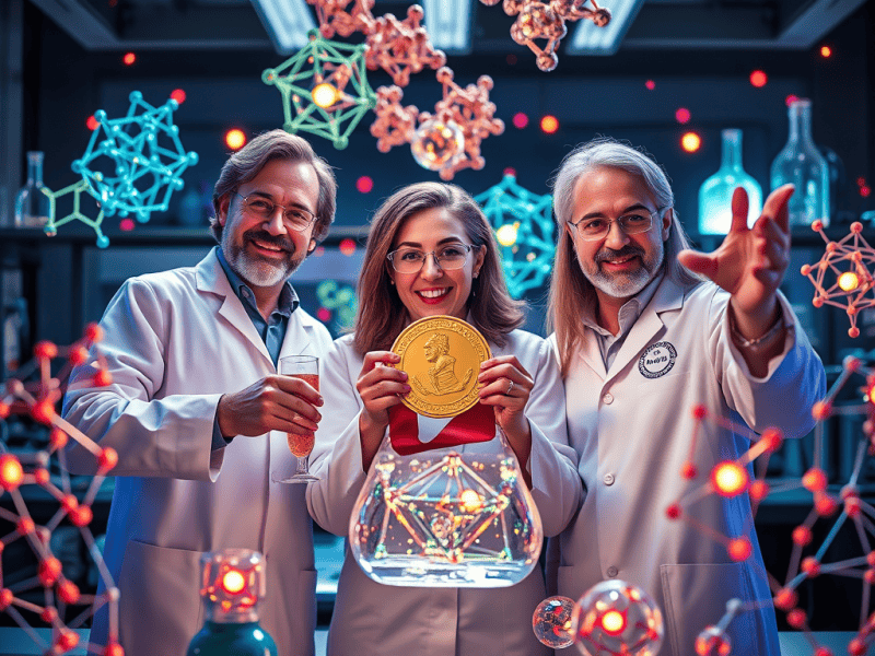 Innovative scientists celebrating scientific discovery and knowledge in a modern laboratory setting.
