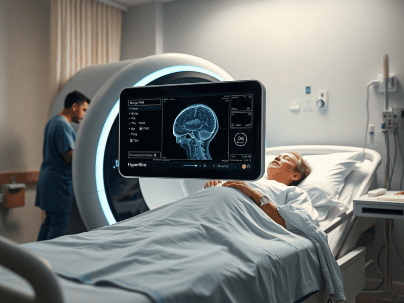 Advanced medical imaging technology used for brain scans in healthcare facilities.