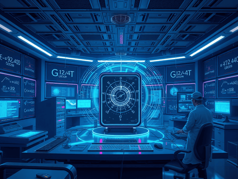 AI technology research and futuristic digital innovation in a high-tech command center.