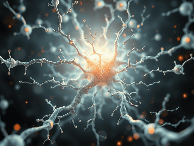 Neurons in the brain, glowing with electrical signals, symbolizing neuroscience and knowledge transfer.