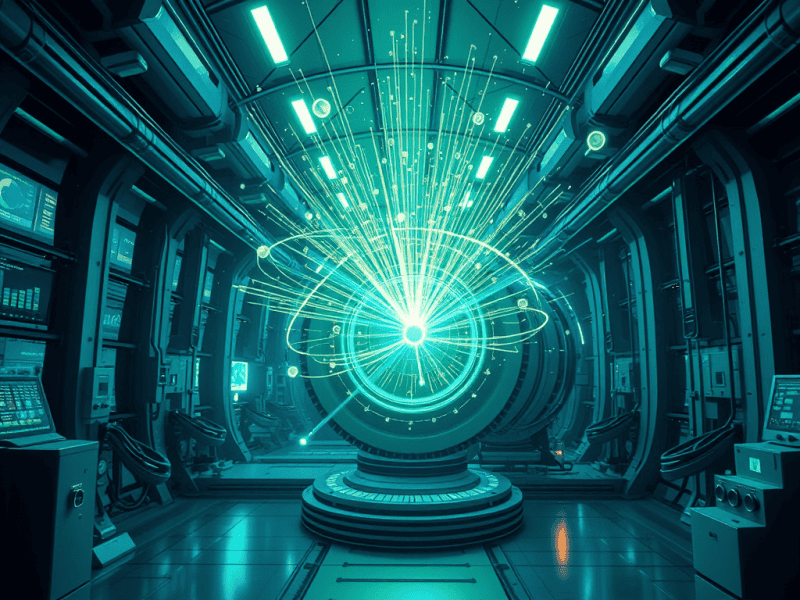 Futuristic digital data hub with glowing technological interface and networking elements.